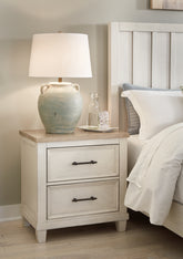 Bay Furniture Gallery - Ashley Furniture - Shaybrock Bedroom - California King Panel Bed / Antique White - B683B7